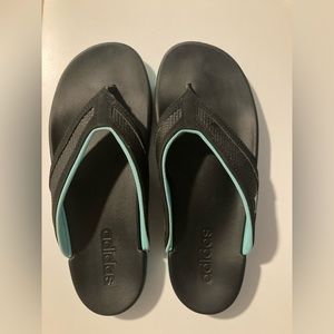 Adidas black and teal flip flops/sandals